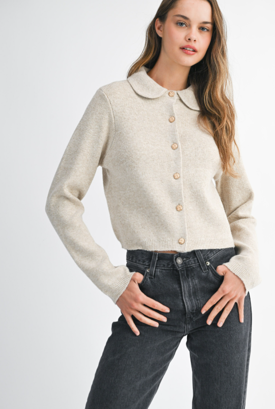 Alena Peter Pan Collar Knit Cardigan