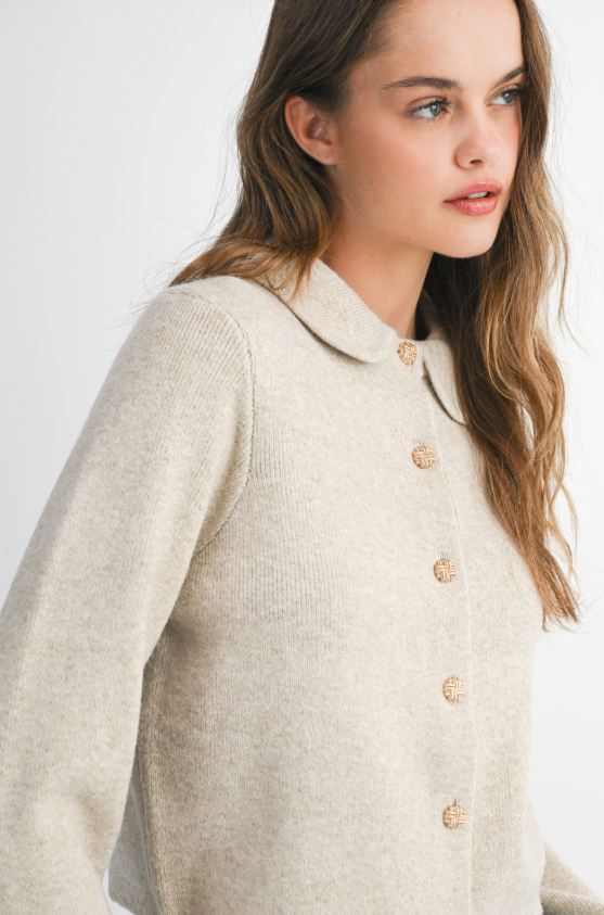 Alena Peter Pan Collar Knit Cardigan