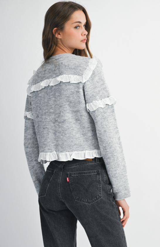 Kori Ruffle Detail Ribbed Knit Sweater