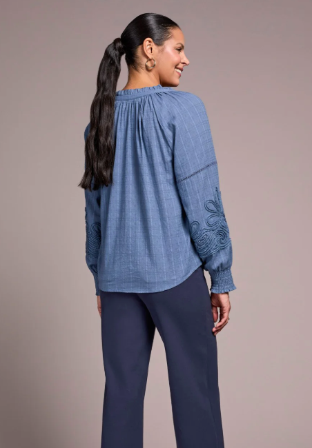 Tribal Jaquard Applique Sleeve Blouse