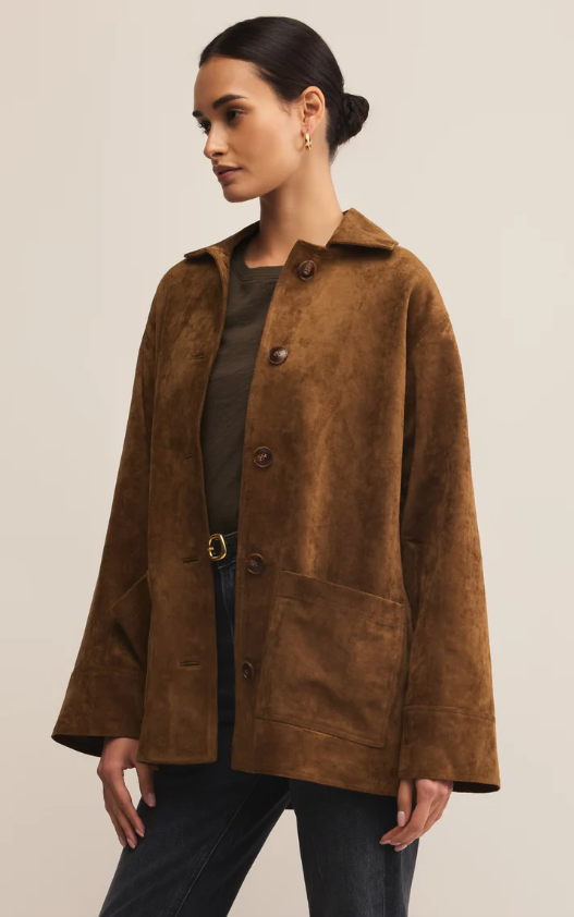 Z Supply Decker Faux Suede Chore Coat