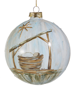 Holy Night Painted Glass Ball Ornament
