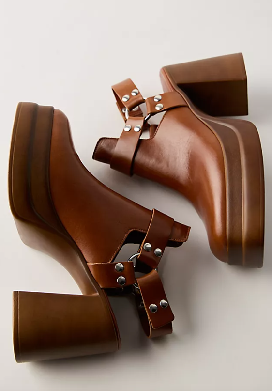 Free People Hybrid Harness Boots - Chestnut Leather