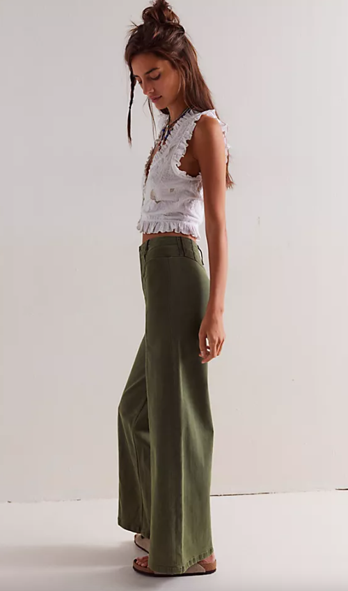 Free People Libre Wide-Leg Jeans - Thyme