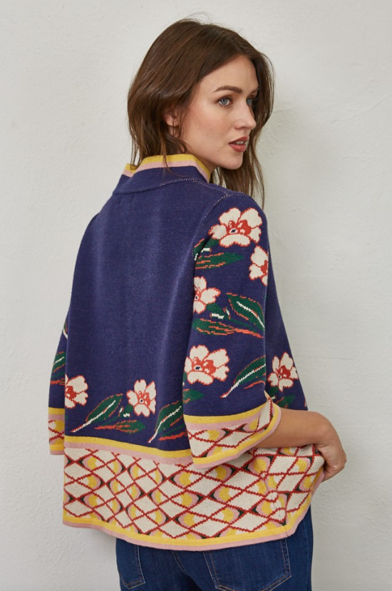 Irene Jacquard Knit Mock Neck Sweater