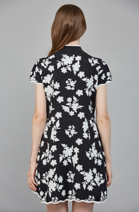 Ezra Floral Jacquard Knit Sweater Dress