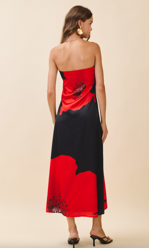 Elina Floral Print Strapless Dress