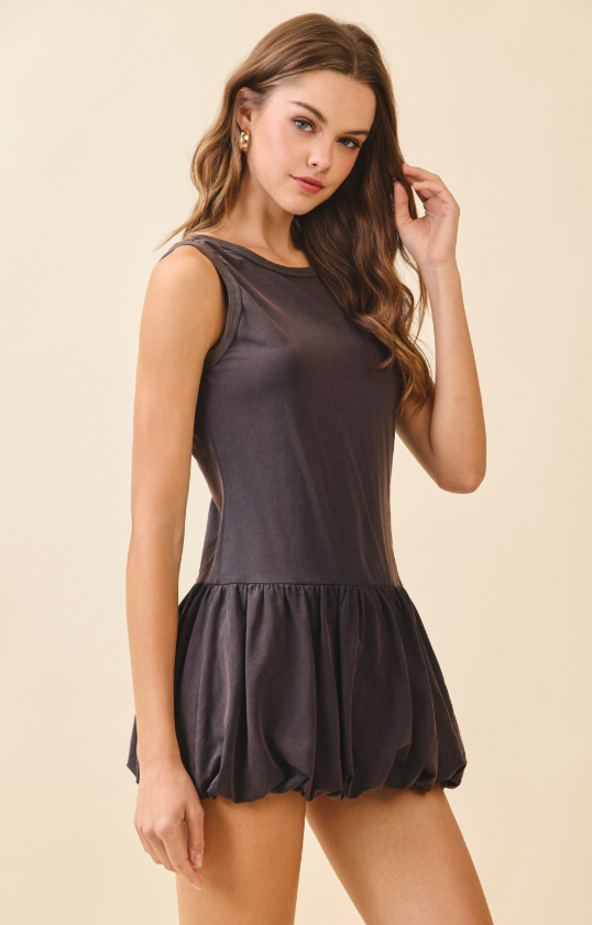 Katelyn Washed Jersey Bubble Hem Mini Dress