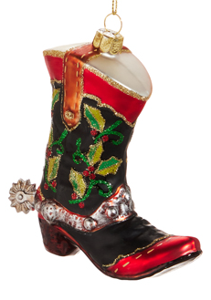 Vintage Glass Western Boot Ornament