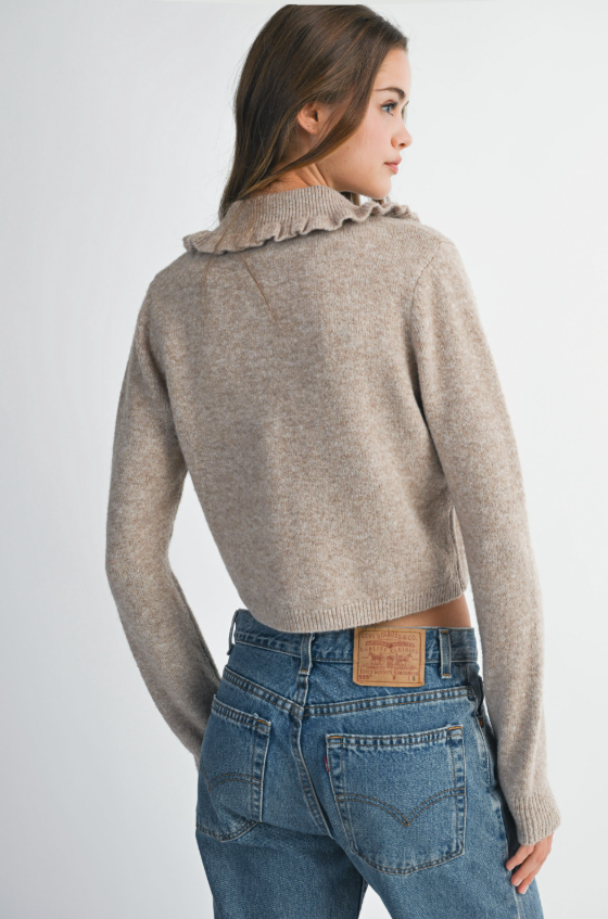 Louisa Ruffle Collar Knit Cardigan