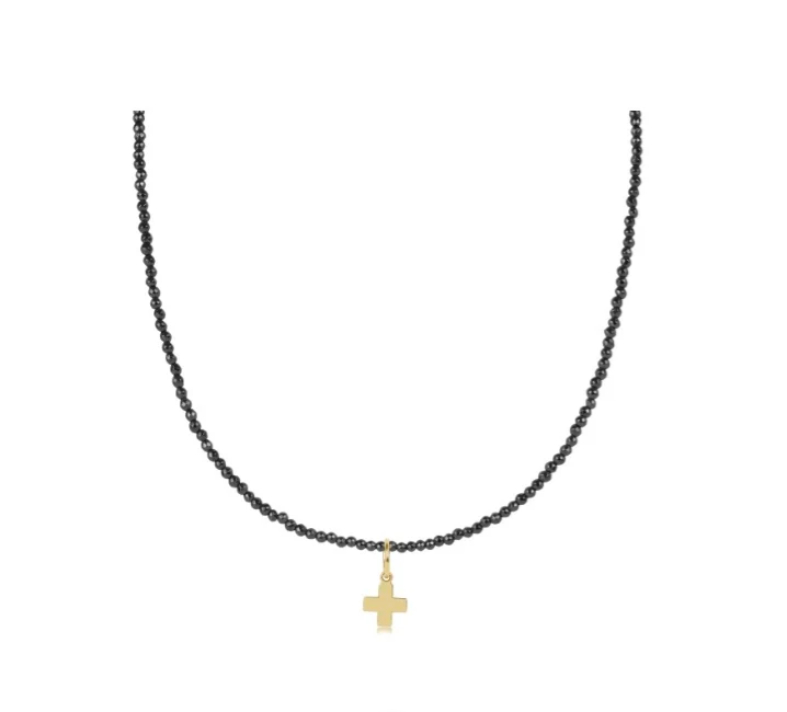 E Newton Faceted Hematite Choker - Signature Cross Charm