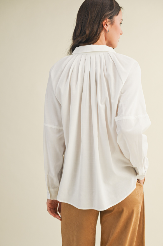 Kenia Pleat Detail Button Up Top