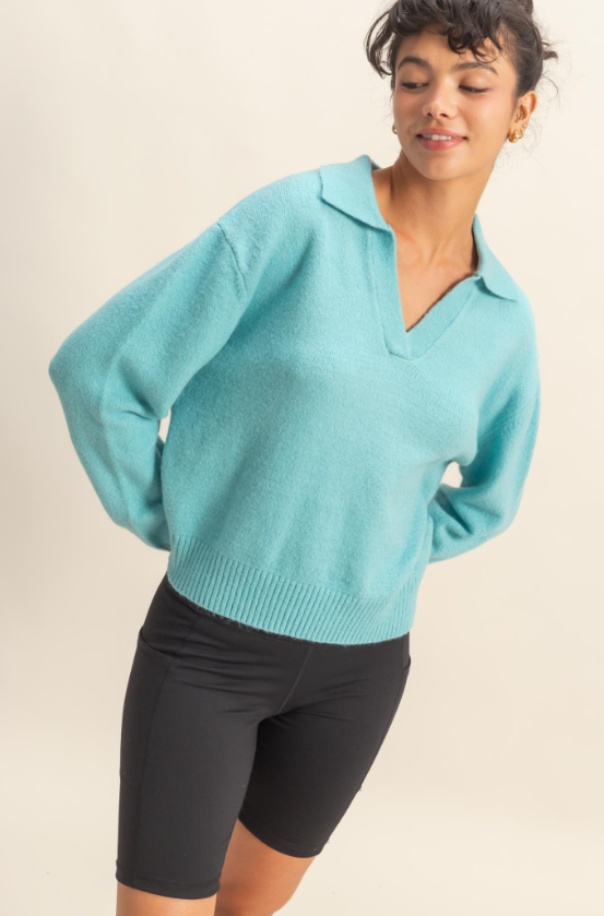 Evelynn Collared V Neck Sweater