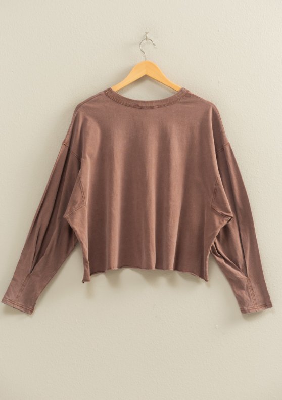 Raven Washed Oversized Long Sleeve Top