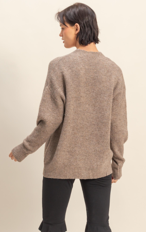 Aylin V Neck Ribbed Oversized Cardigan