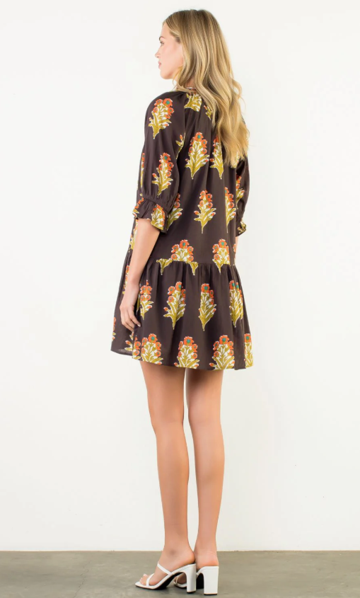 Francesca Floral V Neck Dress
