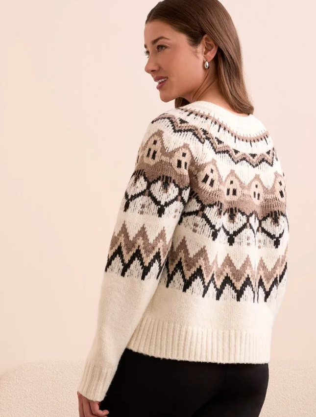 Tribal Fair Isle Button Front Sweater Cardigan