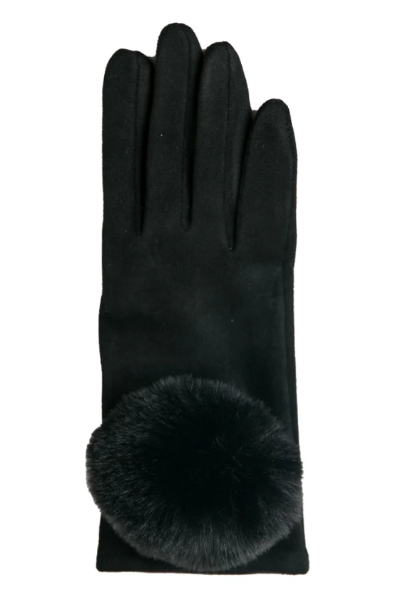 Mariah Faux Fur Pom Pom Touchscreen Gloves