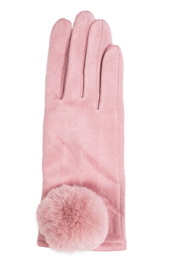 Mariah Faux Fur Pom Pom Touchscreen Gloves
