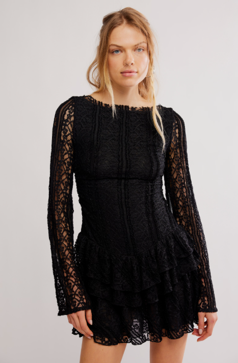 free people lace mini dress Free People Women's Deepest Spruce Pearl Lace Mini Dress