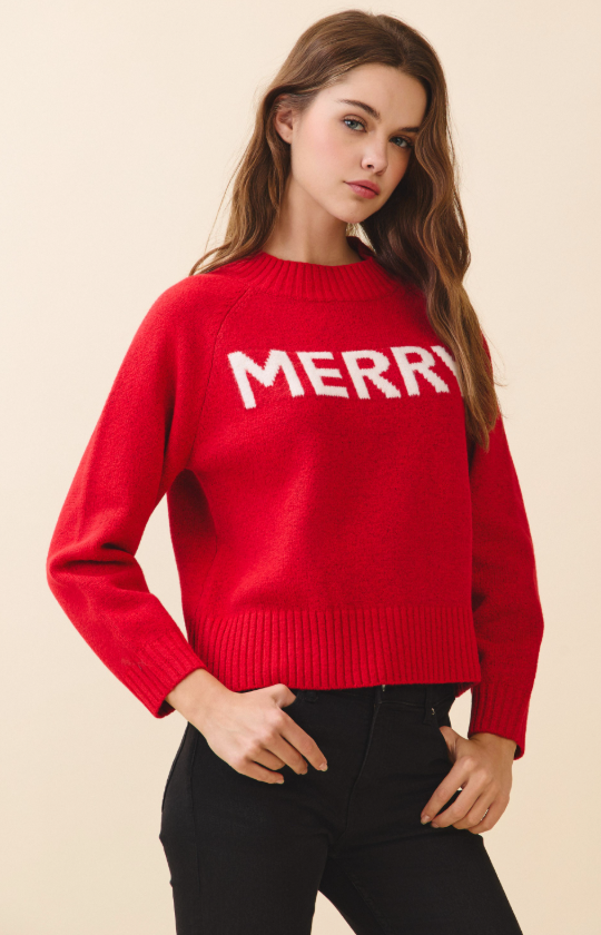 Merry Crew Neck Holiday Knit Sweater
