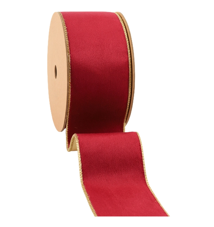 10yds Burgundy Reversible Velvet Wired Ribbon