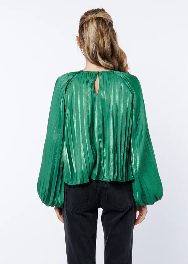 Giulia Pleated Satin Raglan Sleeve Top