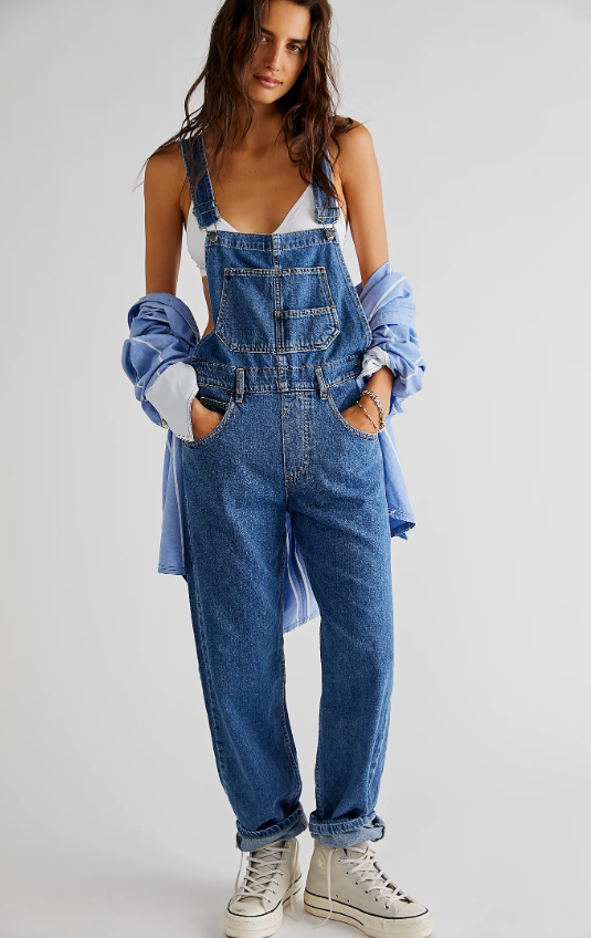 Free People Ziggy Denim Overalls - Sapphire Blue