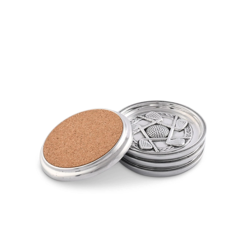 Pewter Golf Coaster Set - Set of 4