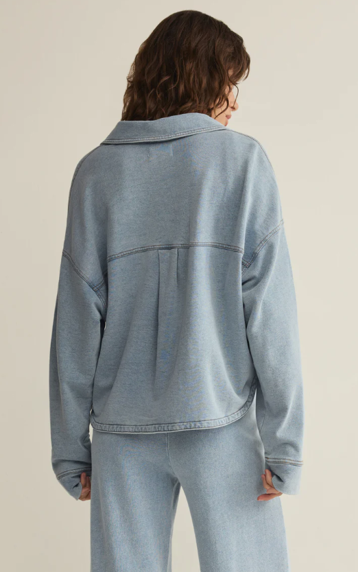 Z Supply All Day Cropped Knit Denim Jacket