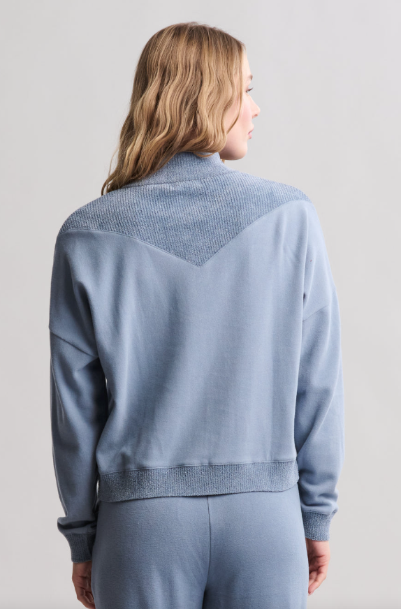 Barefoot Dreams Brushed Fleece with CozyChic Ultra Lite Rib 1/2 Zip Pullover