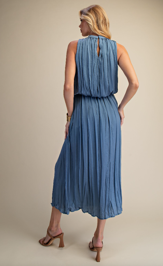Kadence Pleated Sleeveless Midi Dress