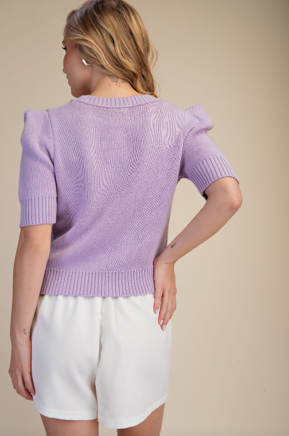 Nell Short Sleeve Knit Sweater Top - FINAL SALE 60% OFF ADDED IN CART