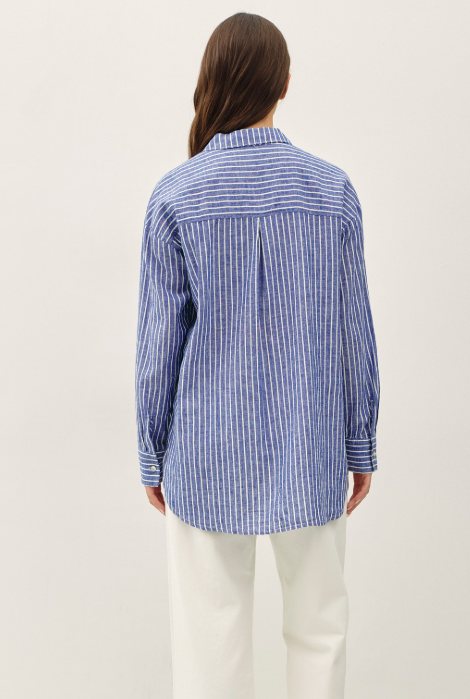 Meredith Striped Linen Button Up Shirt