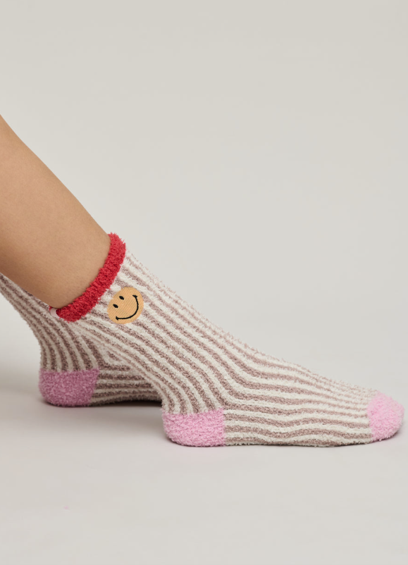 Barefoot Dreams CozyChic Smiley Ribbed Sock Set