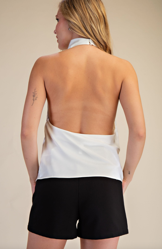 Holly Halter Neck Sleeveless Satin Top