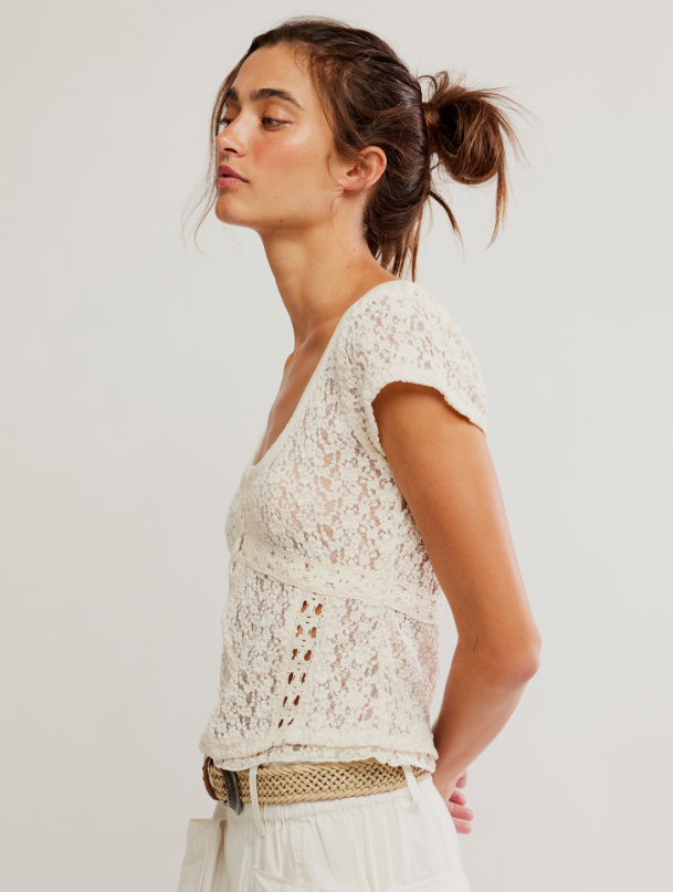 Free People Claro Lace Tee