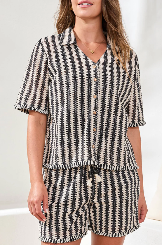 Tribal Jacquard Stripe Pull-On Shorts