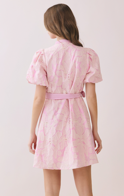 Opal Floral Eyelet Pattern Mini Dress