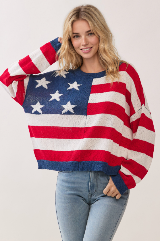 American Flag Lightweight Sweater