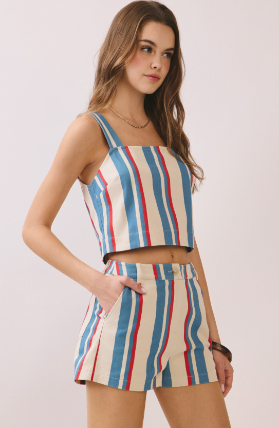Alma Striped Crop Tank Top