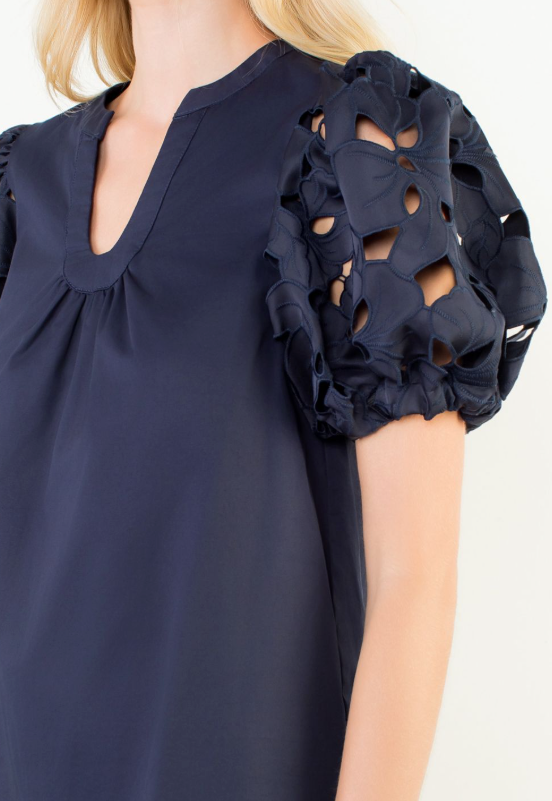 Lark Eyelet Sleeve V-Neck Top