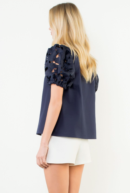 Lark Eyelet Sleeve V-Neck Top