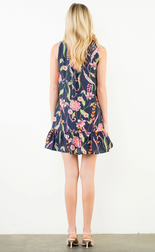 Ashland Sleeveless Patterned Dress - Navy Floral