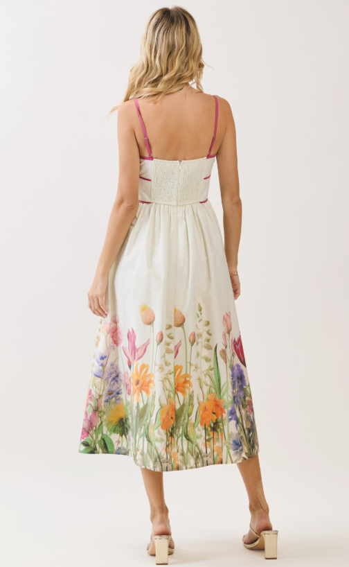 Aurabella Floral Border Midi Dress