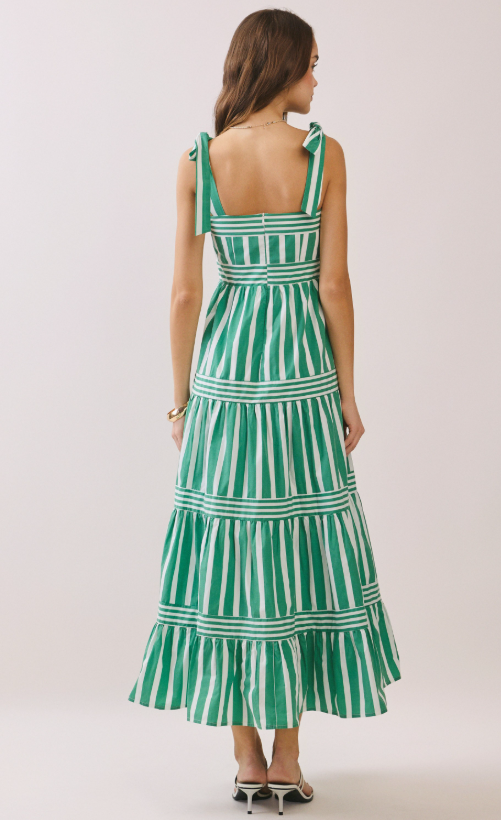 Milani Striped Tie Shoulder Maxi Dress