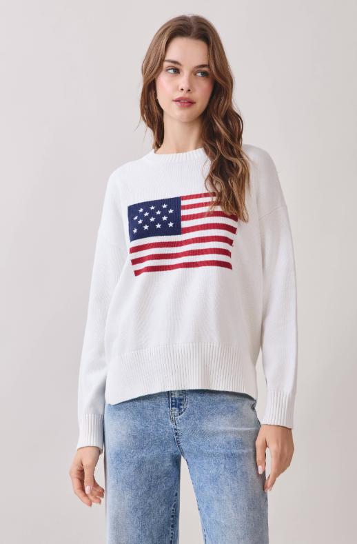 American Flag Knit Pullover Sweater