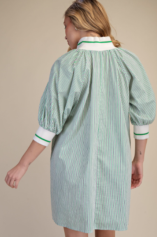 Scarlette Zip Front Puff Sleeve Mini Dress