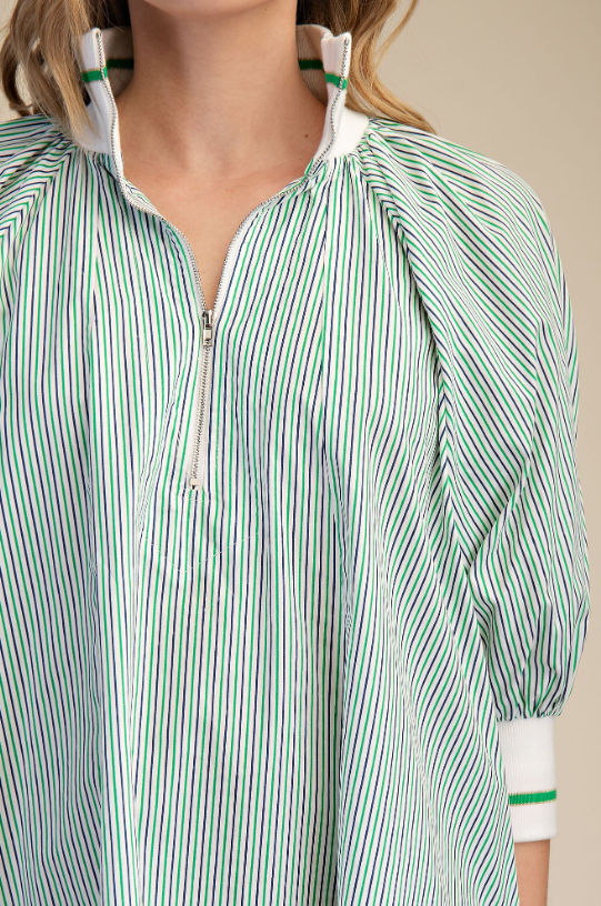 Scarlette Zip Front Puff Sleeve Mini Dress