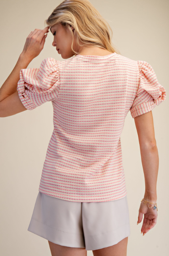 Hunter Puff Sleeve Stripe Top
